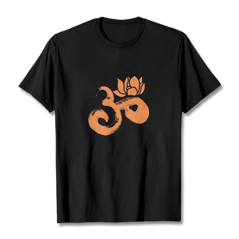 T-shirt en coton avec Buddha Stones et fleur de lotus OM - Noir - 2XL - image 6
