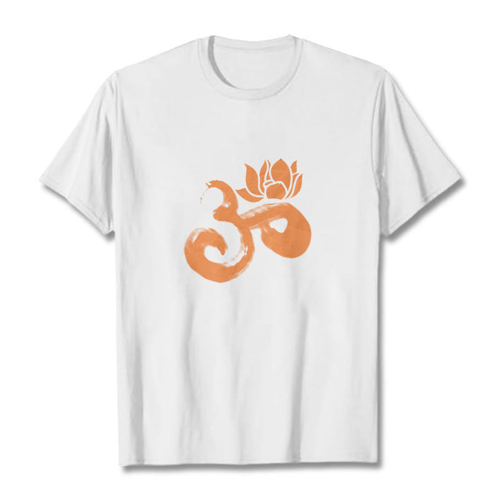 T-shirt en coton avec Buddha Stones et fleur de lotus OM - Blanc - 2XL - image 3