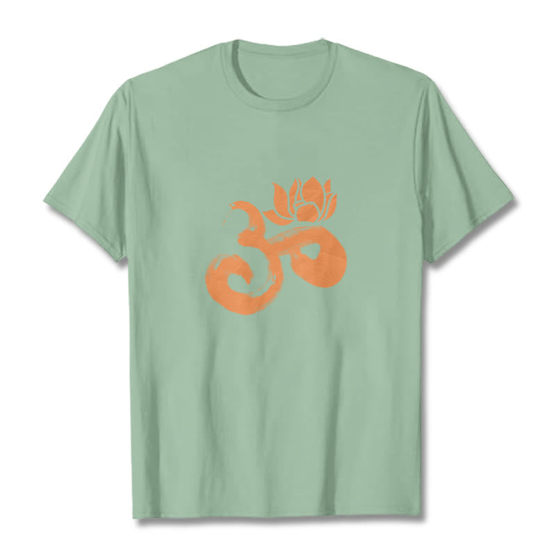 T-shirt en coton avec Buddha Stones et fleur de lotus OM - Vert pâle - 2XL - image 14