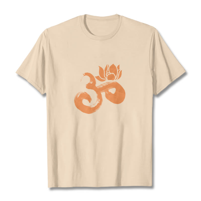 T-shirt en coton avec Buddha Stones et fleur de lotus OM - Bisque - 2XL - image 1