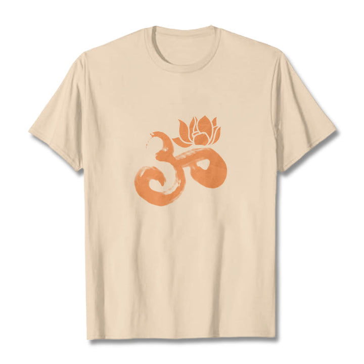 T-shirt en coton avec Buddha Stones et fleur de lotus OM - Bisque - 2XL - image 1