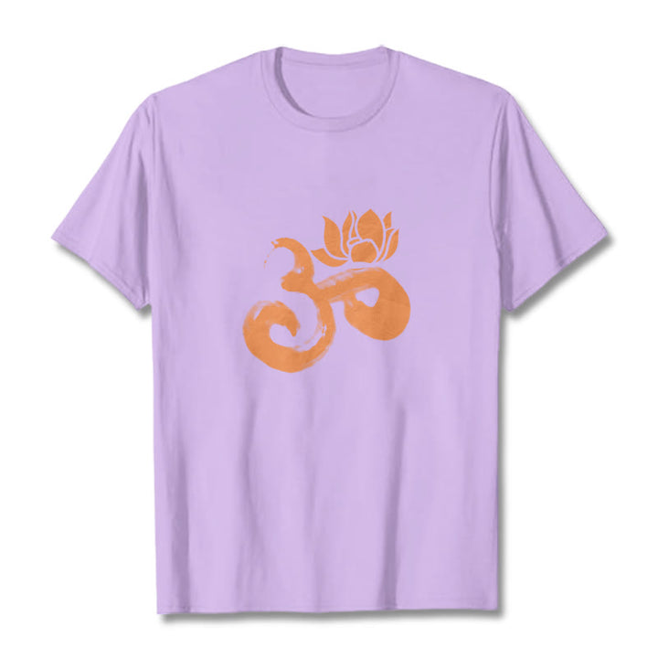 T-shirt en coton avec Buddha Stones et fleur de lotus OM - Prune - 2XL - image 17