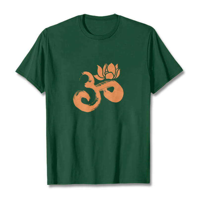 T-shirt en coton avec Buddha Stones et fleur de lotus OM - Vert forêt - 2XL - image 10