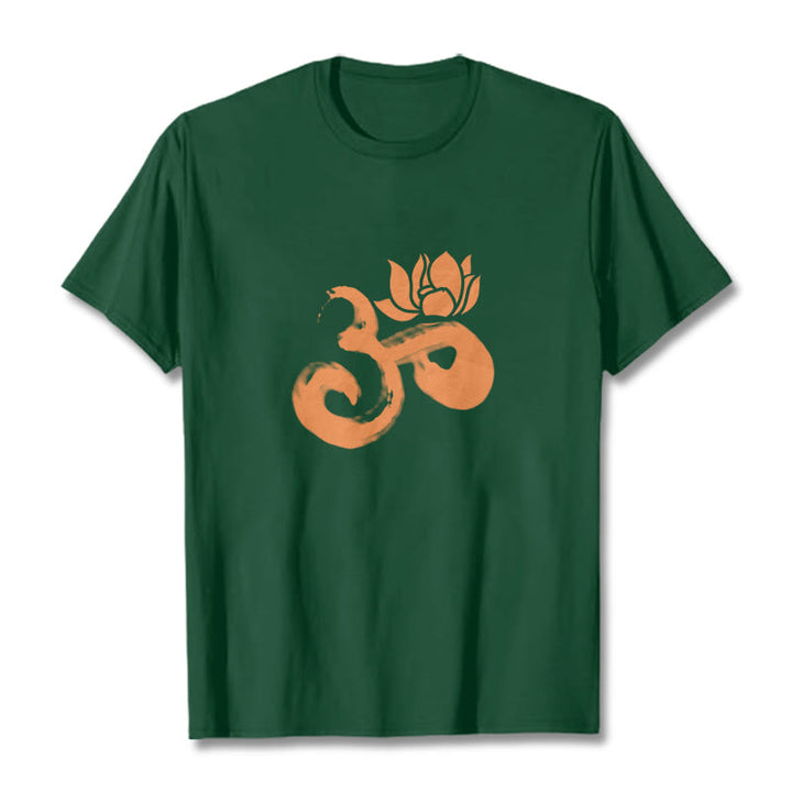 T-shirt en coton avec Buddha Stones et fleur de lotus OM - Vert forêt - 2XL - image 10