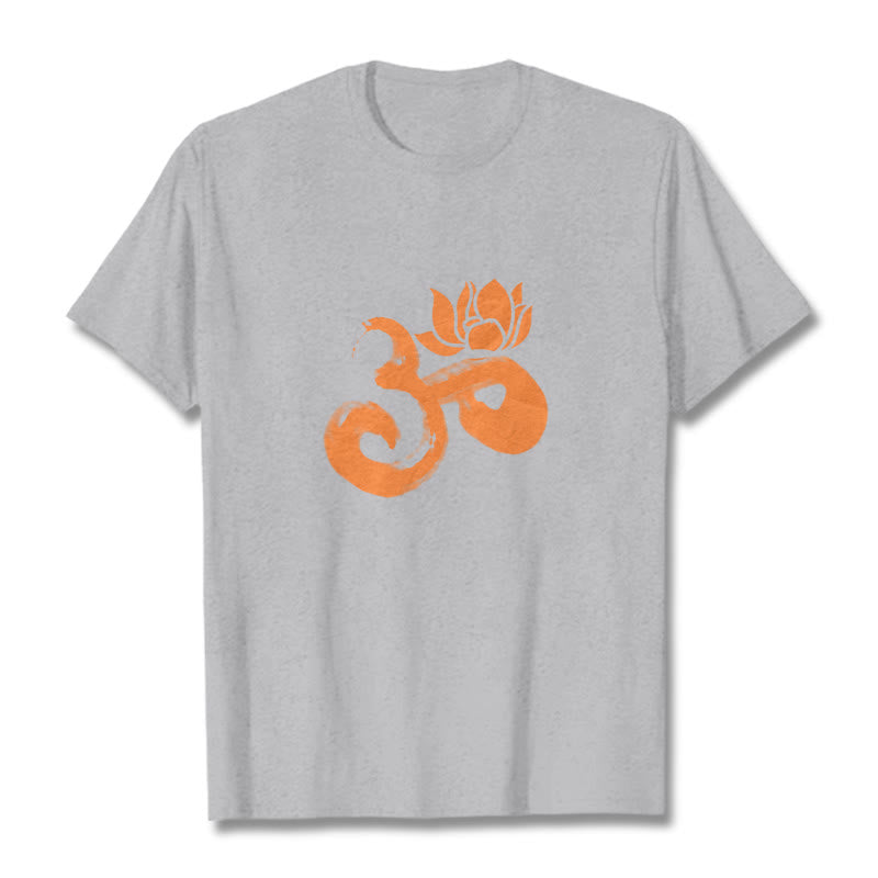 T-shirt en coton avec Buddha Stones et fleur de lotus OM - Gris clair - 2XL - image 19