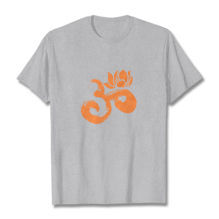 T-shirt en coton avec Buddha Stones et fleur de lotus OM - Gris clair - 2XL - image 20