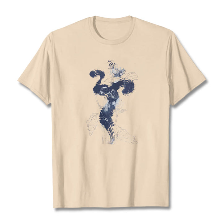 T-shirt en coton avec Buddha Stones et fond de fleur de lotus OM - Bisque - 2XL - image 10