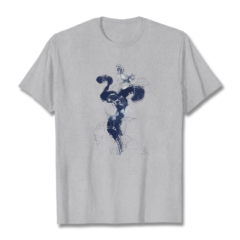 T-shirt en coton avec Buddha Stones et fond de fleur de lotus OM - Gris clair - 2XL - image 19