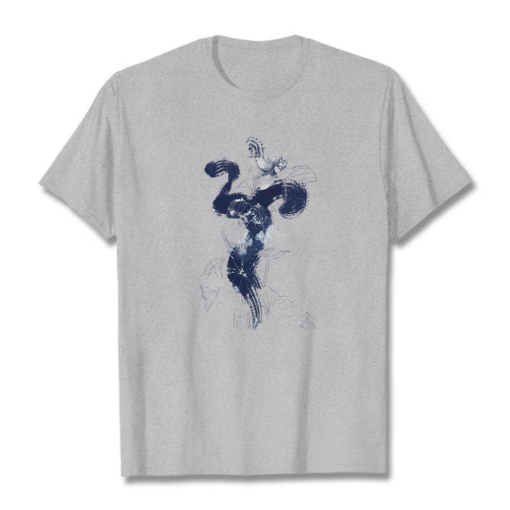 T-shirt en coton avec Buddha Stones et fond de fleur de lotus OM - Gris clair - 2XL - image 19