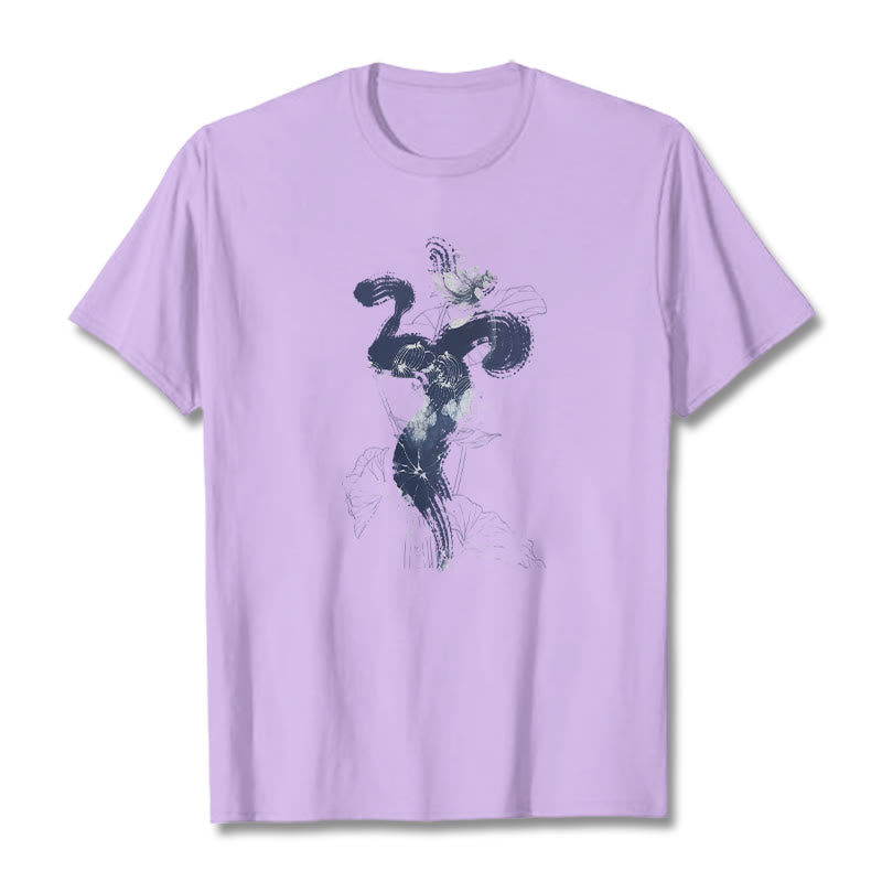 T-shirt en coton avec Buddha Stones et fond de fleur de lotus OM - Prune - 2XL - image 15