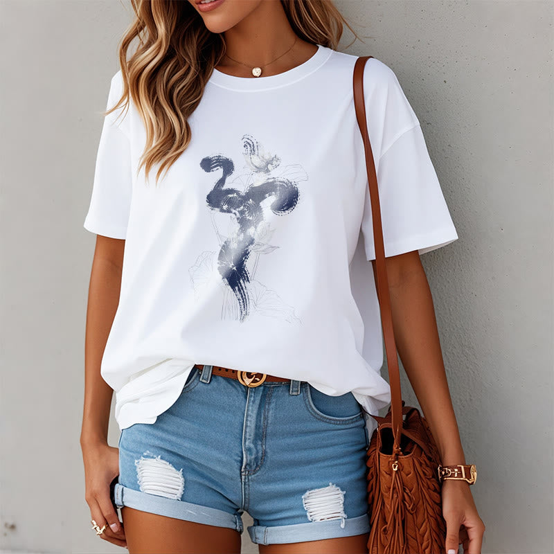 T-shirt en coton avec Buddha Stones et fond de fleur de lotus OM - image 1