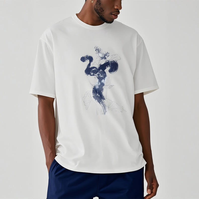T-shirt en coton avec Buddha Stones et fond de fleur de lotus OM - image 2