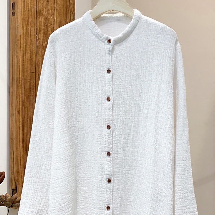 Vêtements en coton et lin à double couche délavés au sable littéraire et artistique de Buddha Stones - Blanc - US2，UK/AU6，EU34 (M) - image 11