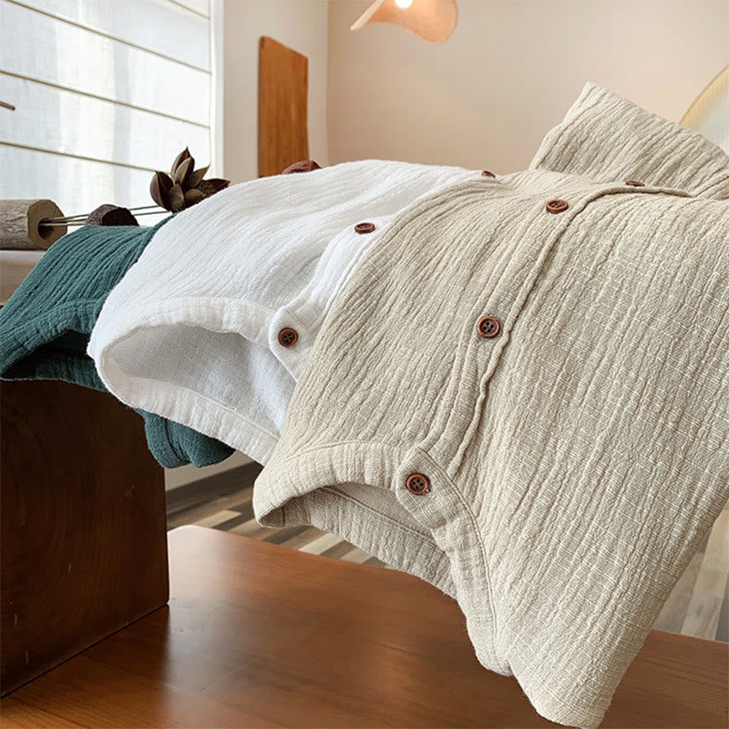 Vêtements en coton et lin à double couche délavés au sable littéraire et artistique de Buddha Stones - image 36