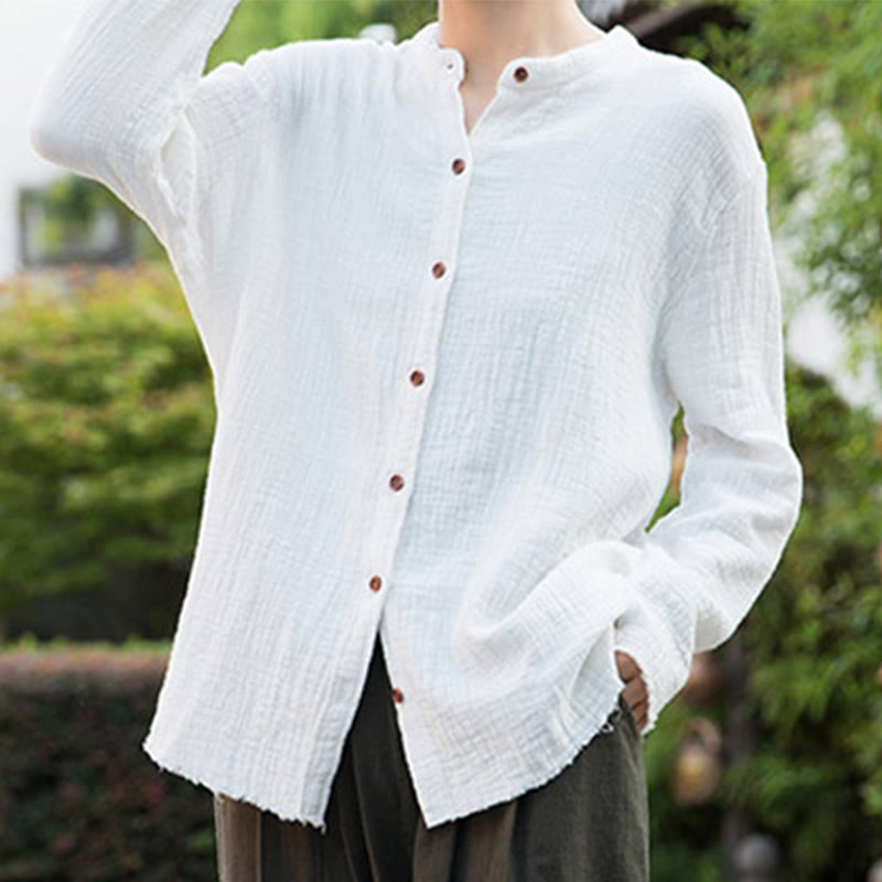 Vêtements en coton et lin à double couche délavés au sable littéraire et artistique de Buddha Stones - image 16