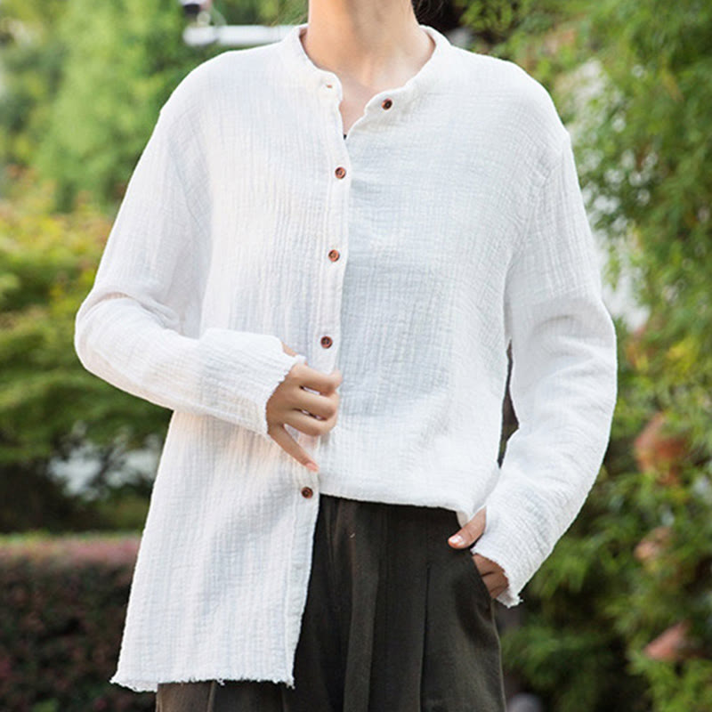 Vêtements en coton et lin à double couche délavés au sable littéraire et artistique de Buddha Stones - image 18