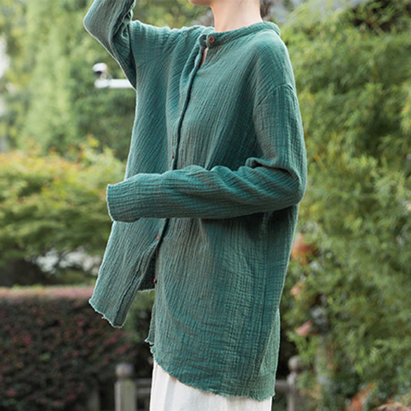 Vêtements en coton et lin à double couche délavés au sable littéraire et artistique de Buddha Stones
