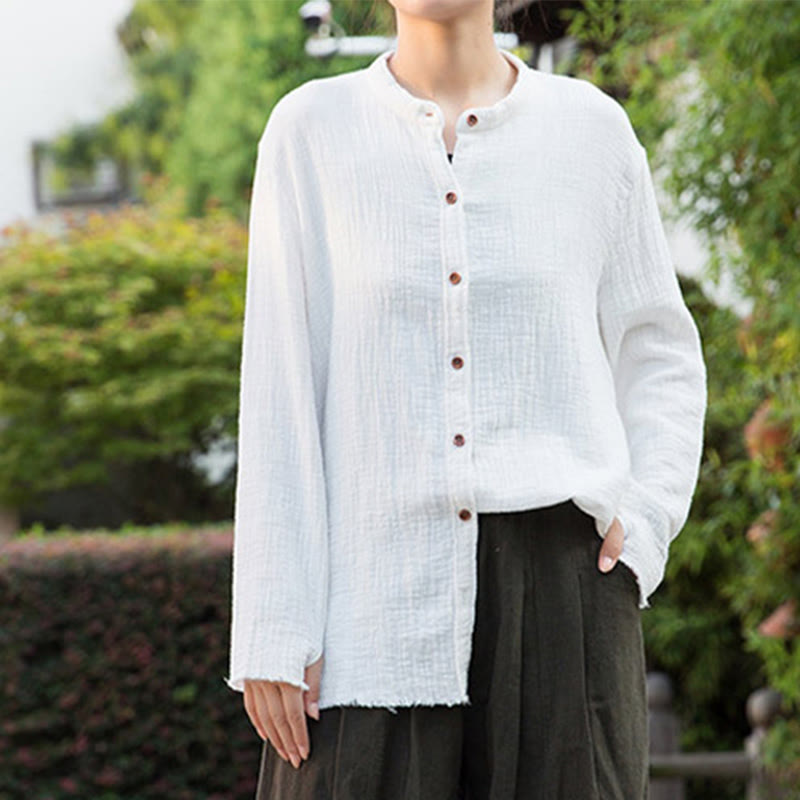 Vêtements en coton et lin à double couche délavés au sable littéraire et artistique de Buddha Stones - image 22