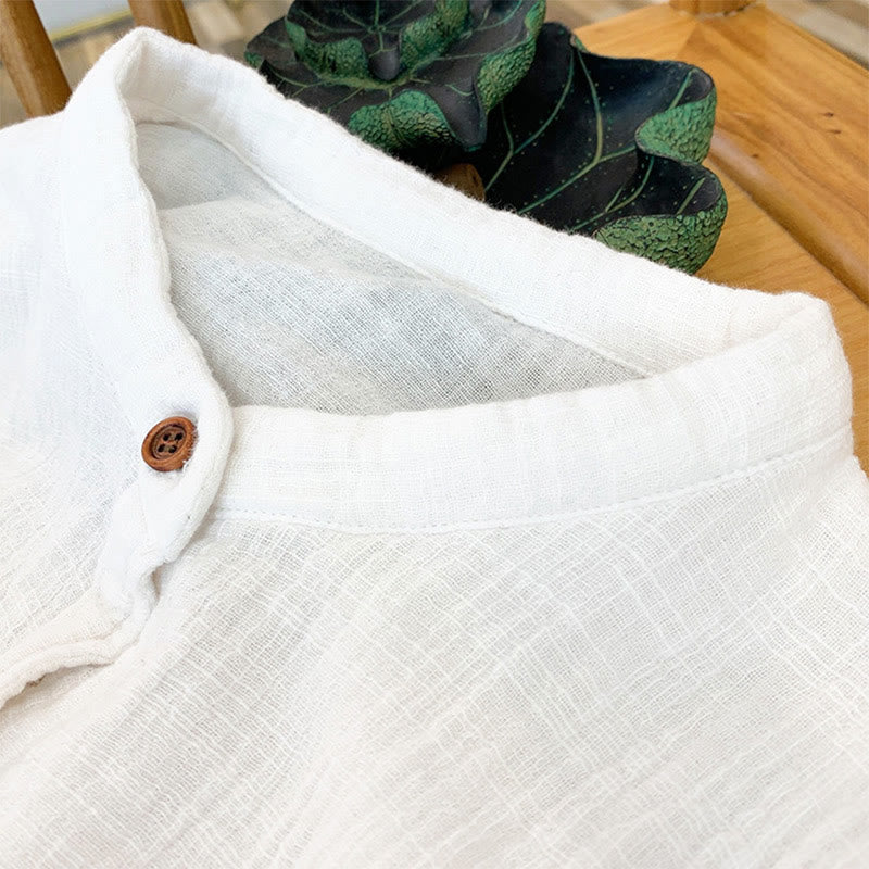 Vêtements en coton et lin à double couche délavés au sable littéraire et artistique de Buddha Stones - image 12