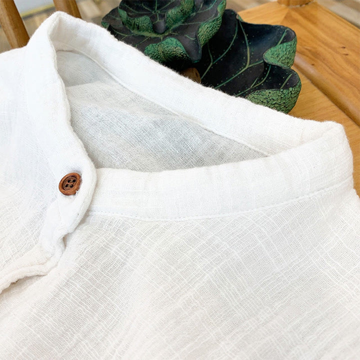 Vêtements en coton et lin à double couche délavés au sable littéraire et artistique de Buddha Stones - image 12