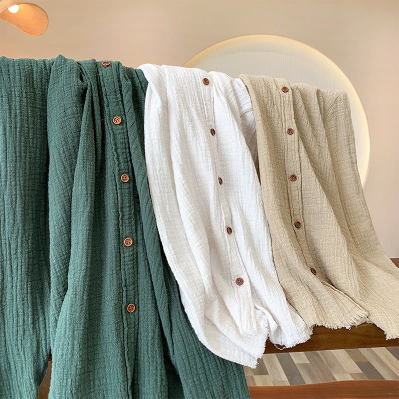 Vêtements en coton et lin à double couche délavés au sable littéraire et artistique de Buddha Stones - image 37