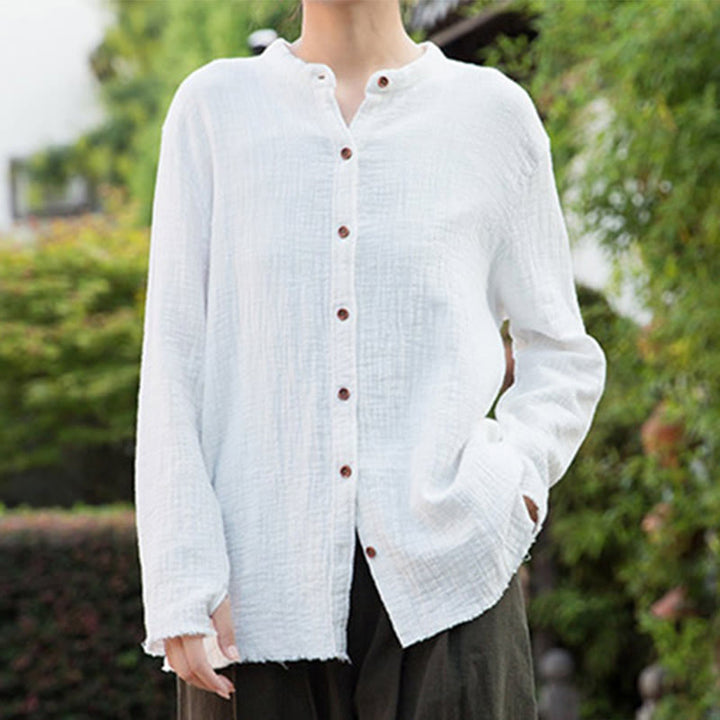 Vêtements en coton et lin à double couche délavés au sable littéraire et artistique de Buddha Stones - image 21