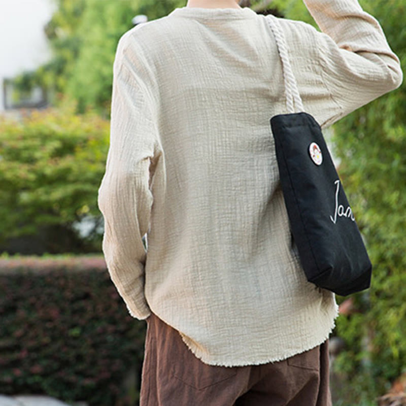 Vêtements en coton et lin à double couche délavés au sable littéraire et artistique de Buddha Stones - image 10