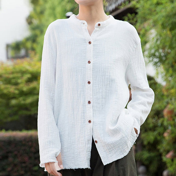 Vêtements en coton et lin à double couche délavés au sable littéraire et artistique de Buddha Stones - image 17