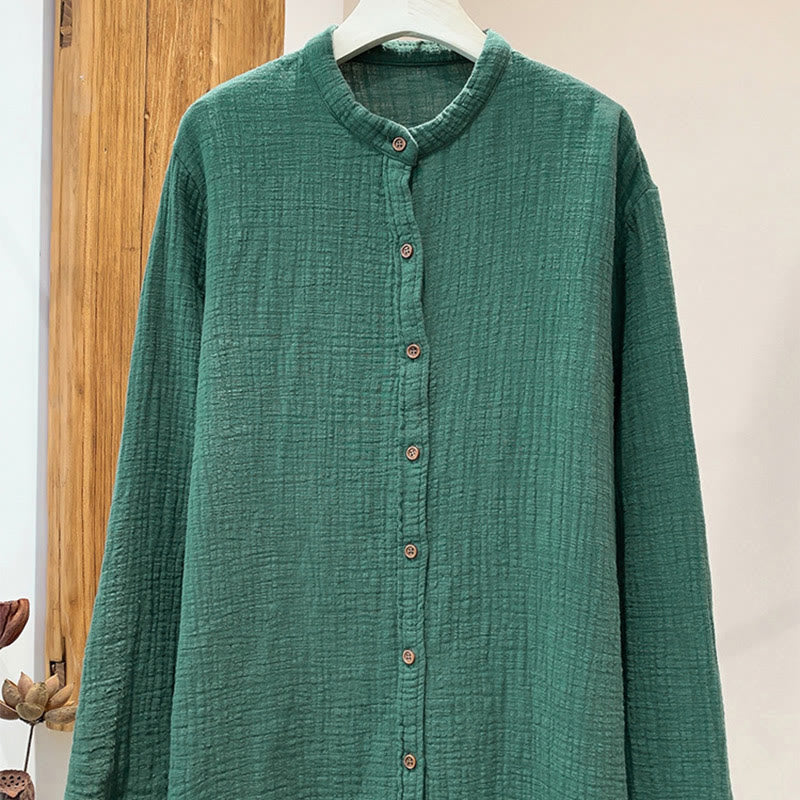 Vêtements en coton et lin à double couche délavés au sable littéraire et artistique de Buddha Stones - Aigue-marine moyenne - US2，UK/AU6，EU34 (M) - image 25