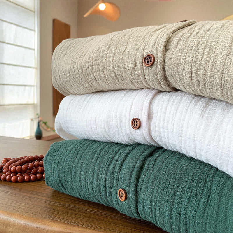 Vêtements en coton et lin à double couche délavés au sable littéraire et artistique de Buddha Stones - image 38