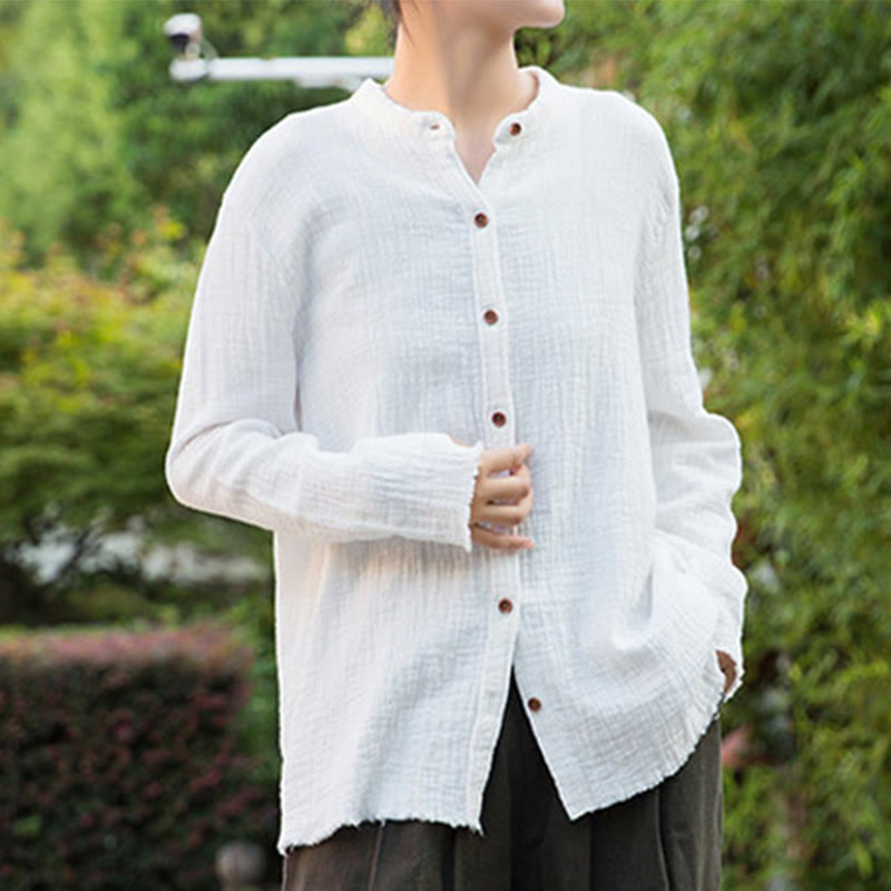 Vêtements en coton et lin à double couche délavés au sable littéraire et artistique de Buddha Stones - image 15