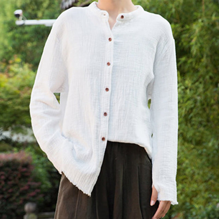 Vêtements en coton et lin à double couche délavés au sable littéraire et artistique de Buddha Stones - image 19