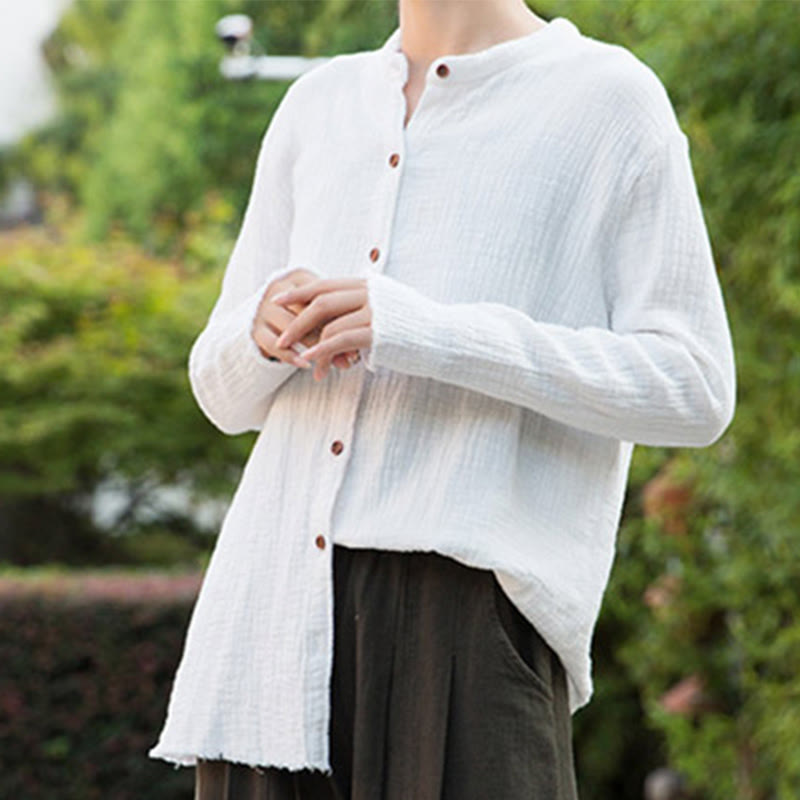 Vêtements en coton et lin à double couche délavés au sable littéraire et artistique de Buddha Stones - image 20