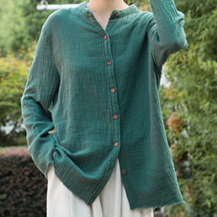 Vêtements en coton et lin à double couche délavés au sable littéraire et artistique de Buddha Stones - image 26