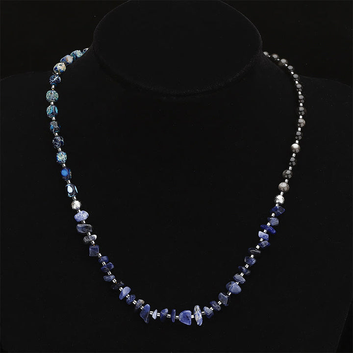 Bracelet triple tour en obsidienne sodalite et or brillant de Buddha Stones Emperor Stone