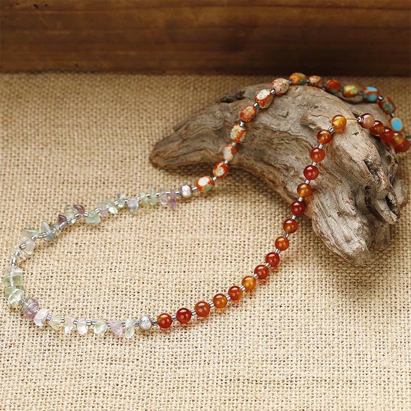 Bracelet triple tour en fluorite et agate rouge de Buddha Stones