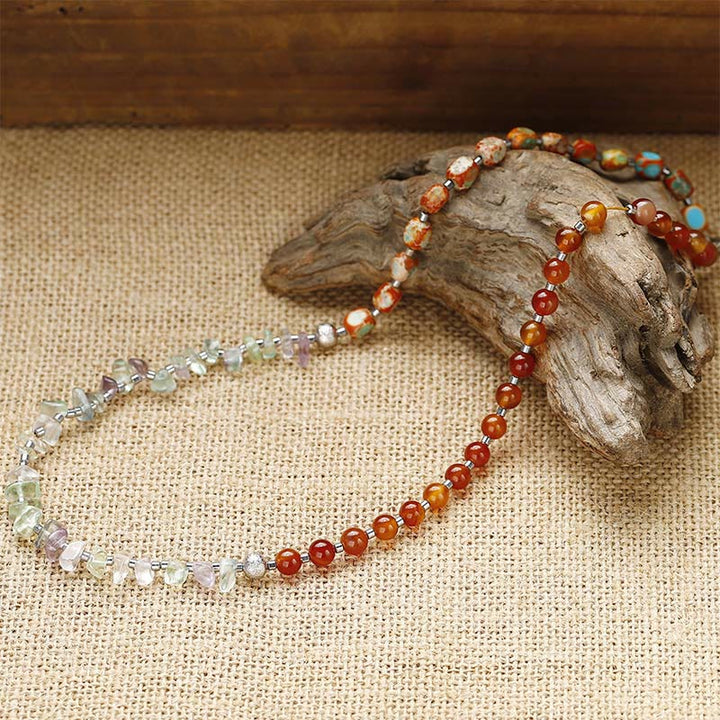 Bracelet triple tour en fluorite et agate rouge de Buddha Stones