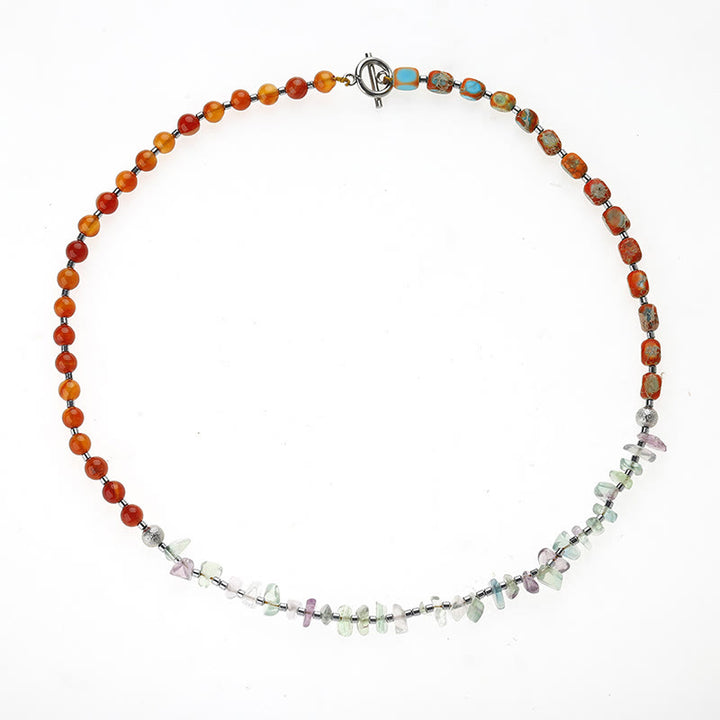 Bracelet triple tour en fluorite et agate rouge de Buddha Stones