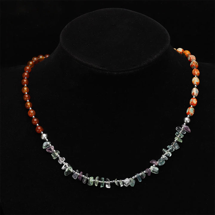 Bracelet triple tour en fluorite et agate rouge de Buddha Stones