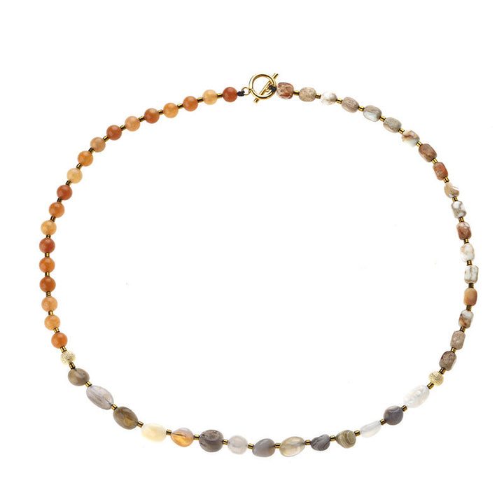 Bracelet triple tour créatif en pierre de l'empereur en agate rouge et agate du Botswana Buddha Stones