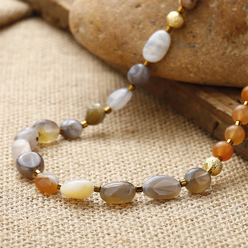Bracelet triple tour créatif en pierre de l'empereur en agate rouge et agate du Botswana Buddha Stones