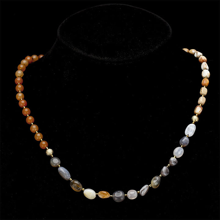 Bracelet triple tour créatif en pierre de l'empereur en agate rouge et agate du Botswana Buddha Stones