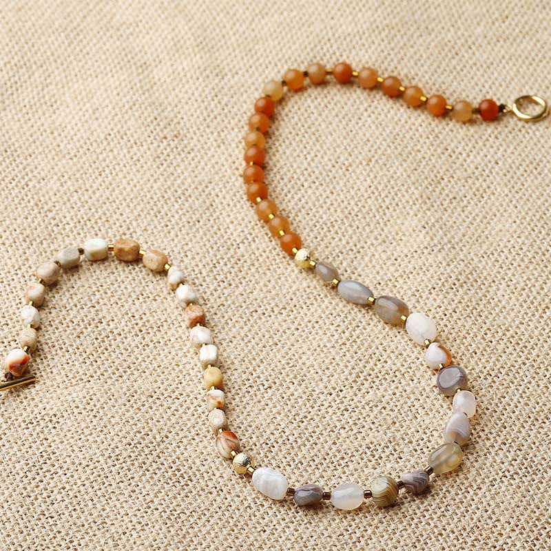 Bracelet triple tour créatif en pierre de l'empereur en agate rouge et agate du Botswana Buddha Stones