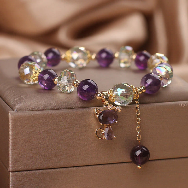 Bracelet de méditation en cristal blanc améthyste de Buddha Stones
