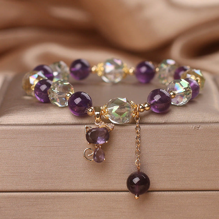 Bracelet de méditation en cristal blanc améthyste de Buddha Stones