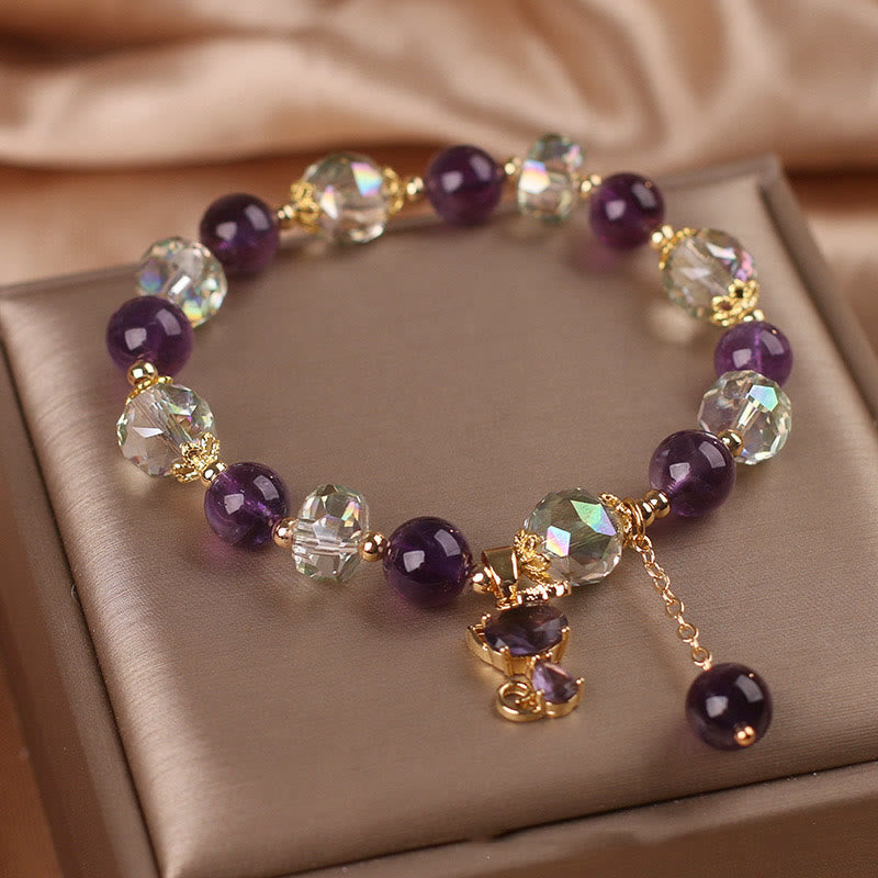 Bracelet de méditation en cristal blanc améthyste de Buddha Stones