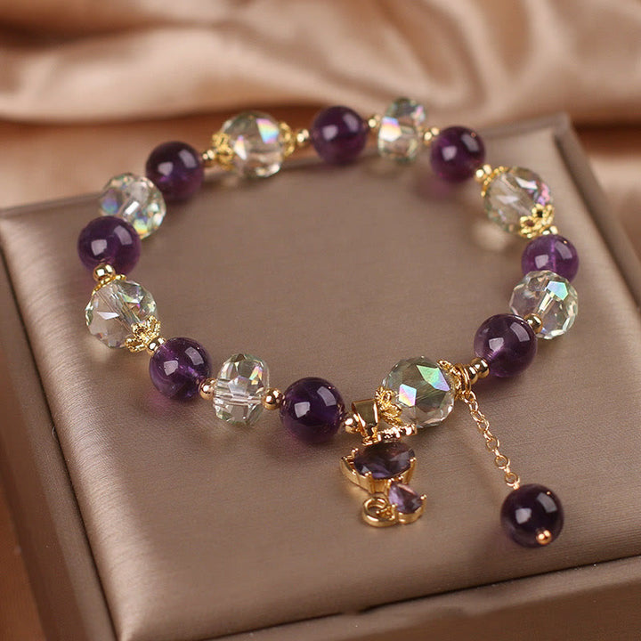 Bracelet de méditation en cristal blanc améthyste de Buddha Stones