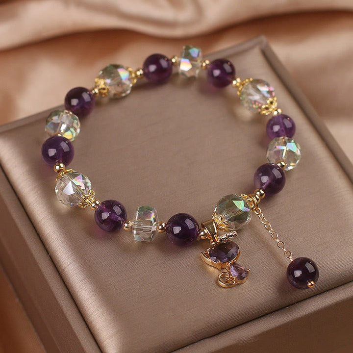 Bracelet de méditation en cristal blanc améthyste de Buddha Stones