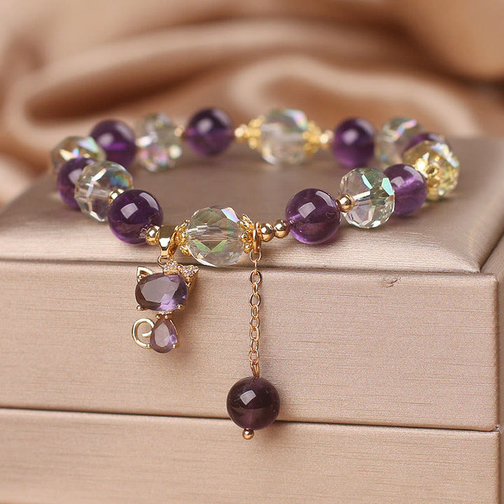 Bracelet de méditation en cristal blanc améthyste de Buddha Stones
