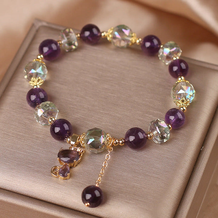 Bracelet de méditation en cristal blanc améthyste de Buddha Stones